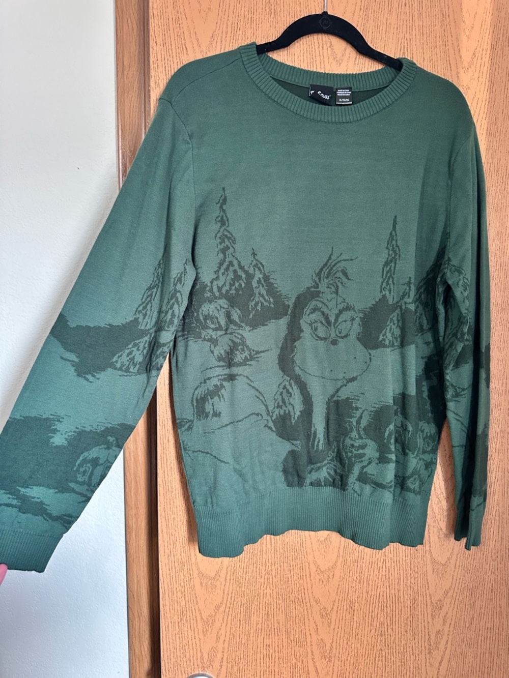 Dr. Seuss Olive Green Grinch Crewneck Sweater